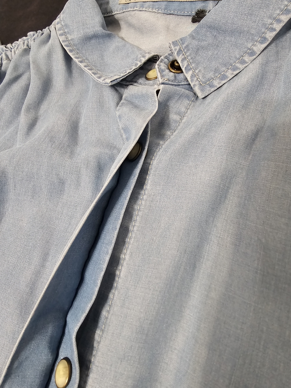 AllSaints Drain Bay Shirt Chambray Lyocell Sleeveless Button Front Tie Top US 4 - Picture 6 of 11